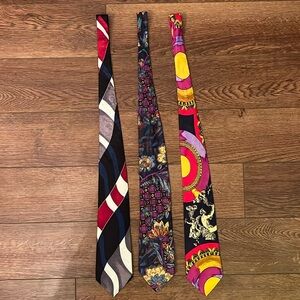 Lot of 3 1990s Vintage 100% Silk Neckties